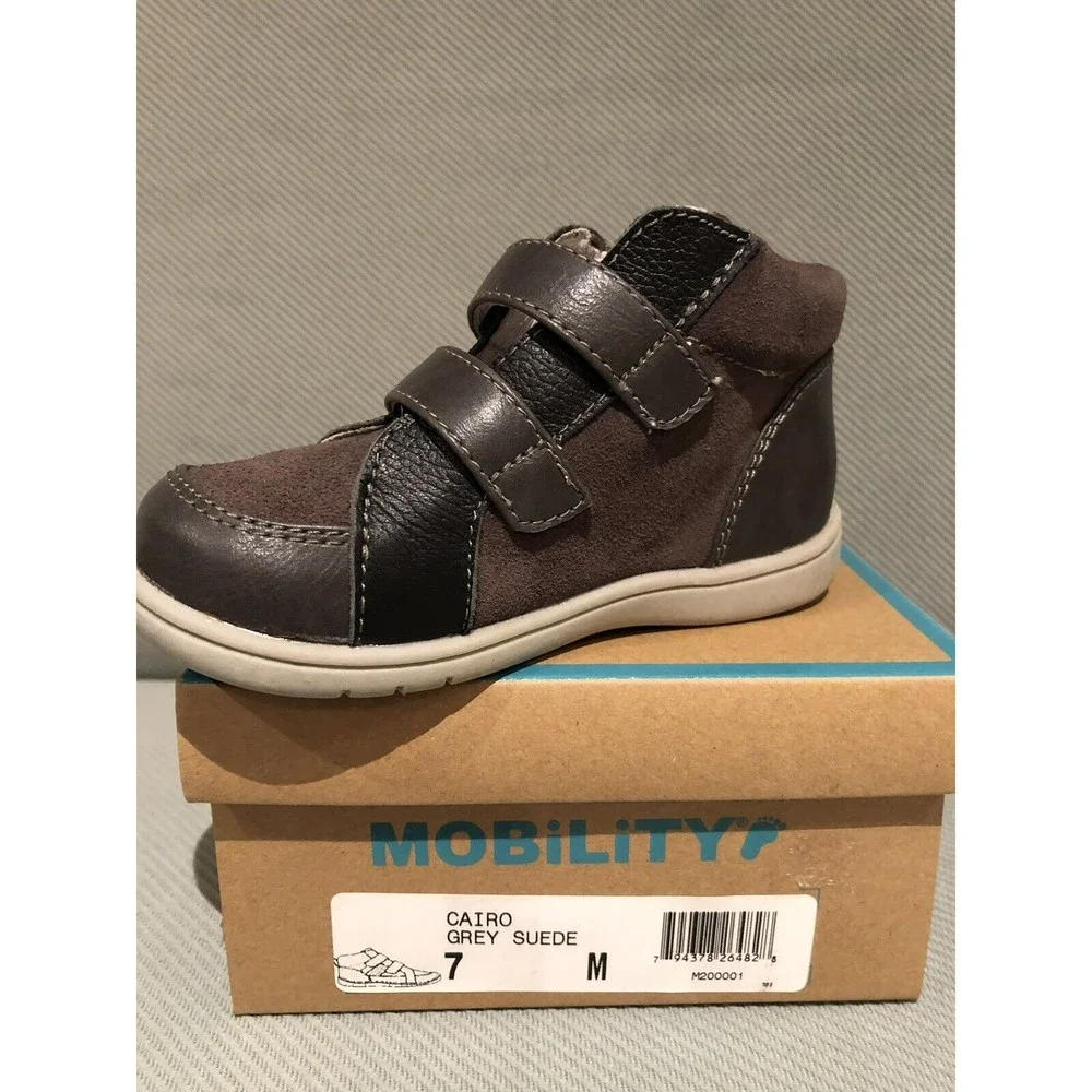 New Mobility Cairo Baby Boy Walking Shoes Boots Grey Suede Size 7 Leather